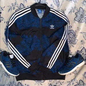 Adidas track jacket blue and black w/ FREE SHOES